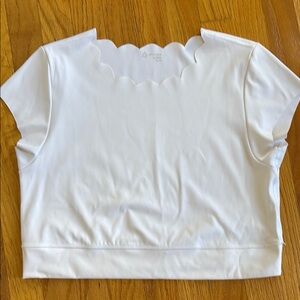 White Scalloped Crop Top